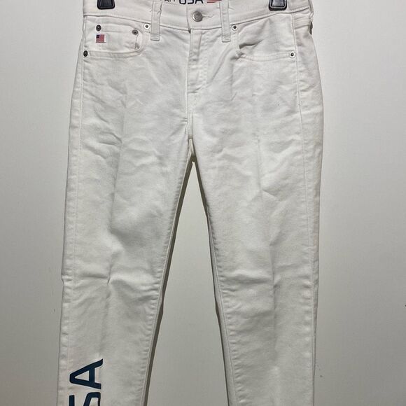 Polo Ralph Lauren Women's White 2020 Team US Olympics Denim Jeans Size 2 - Picture 1 of 14